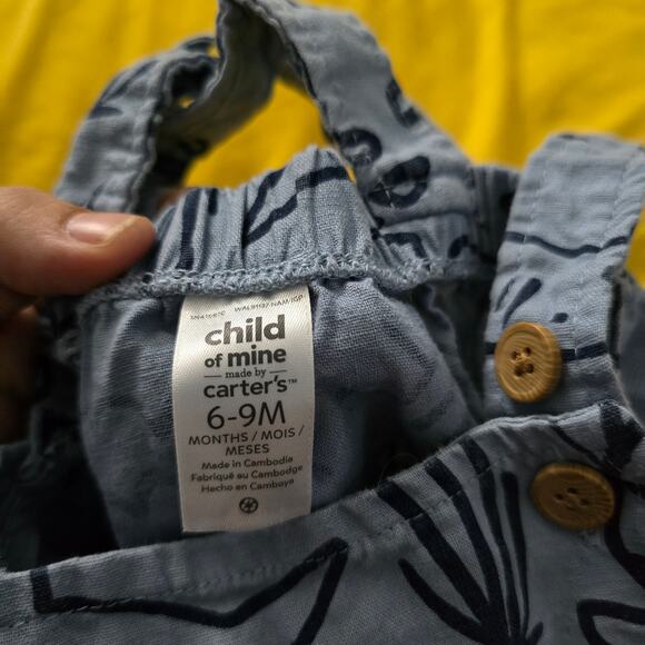 Child of Mine by Carter's size 6-9 Months Beachy Summer Linen Blend Play Comfy - Picture 2 of 6
